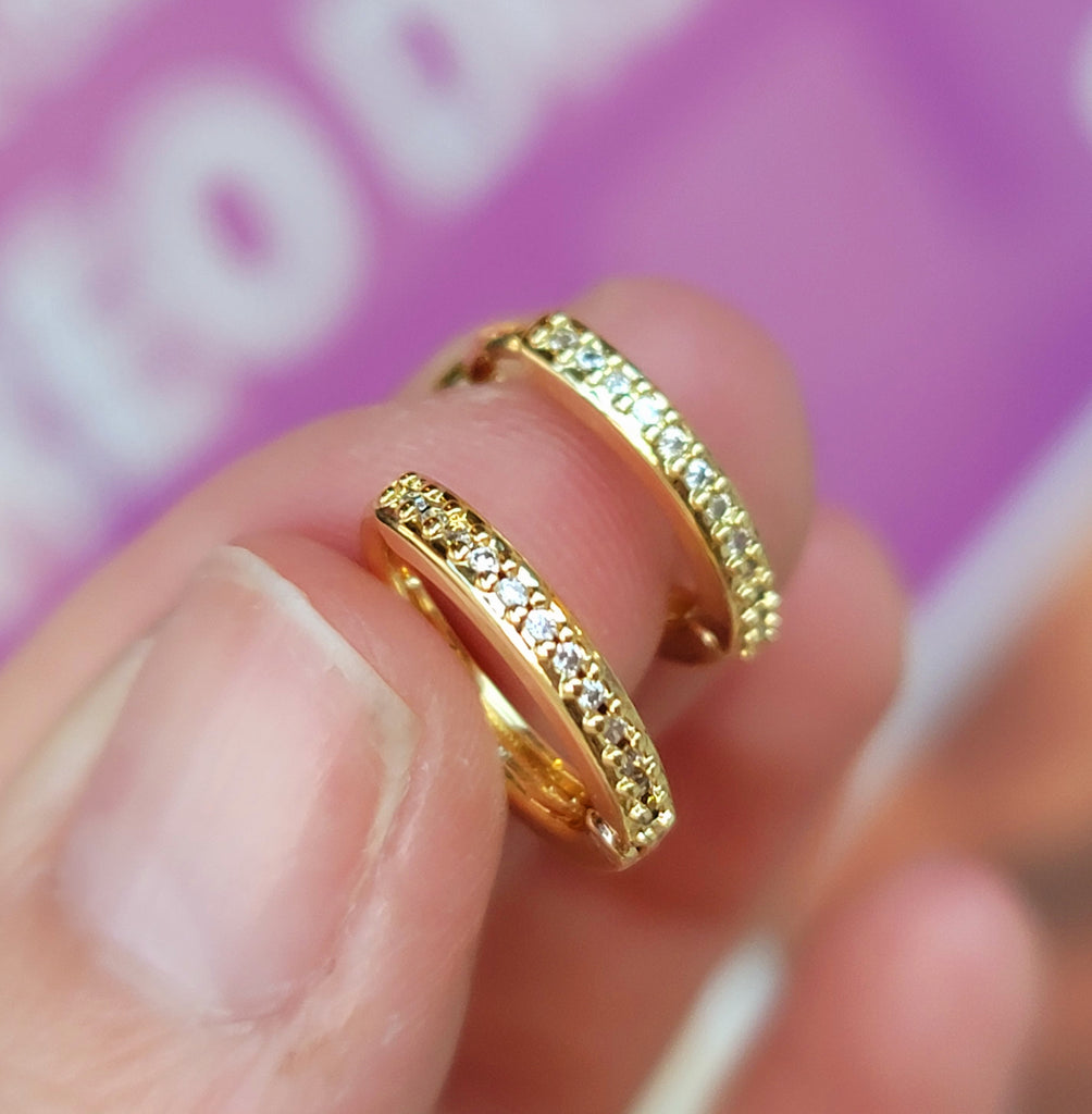 18k gold plated and CZ hoop earrings