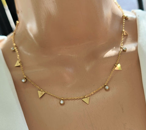 Stainless Steel triangle necklace set
