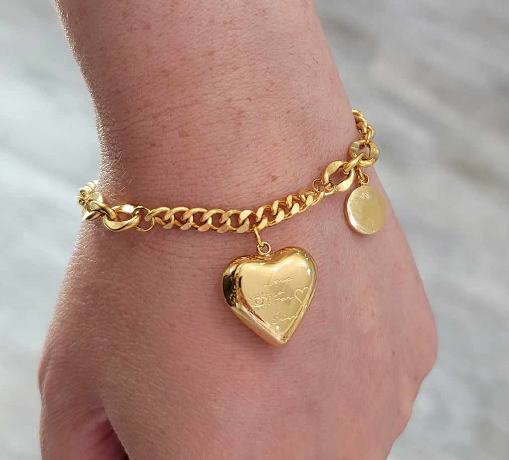 Stainless Steel Heart Gold Bracelet