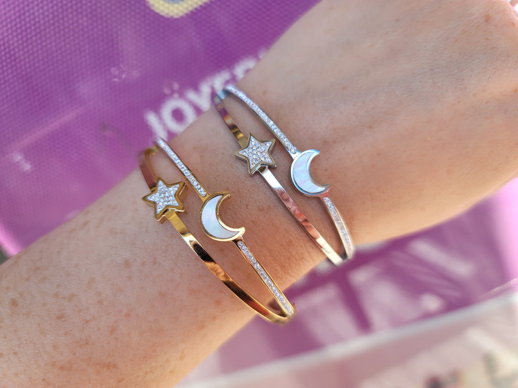 Stainless Steel moon and star bangle