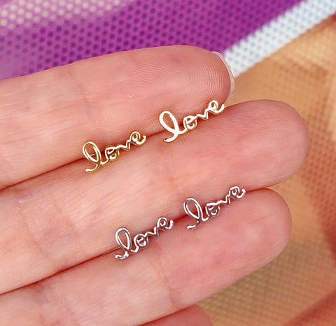 .925 Sterling silver love studs earrings