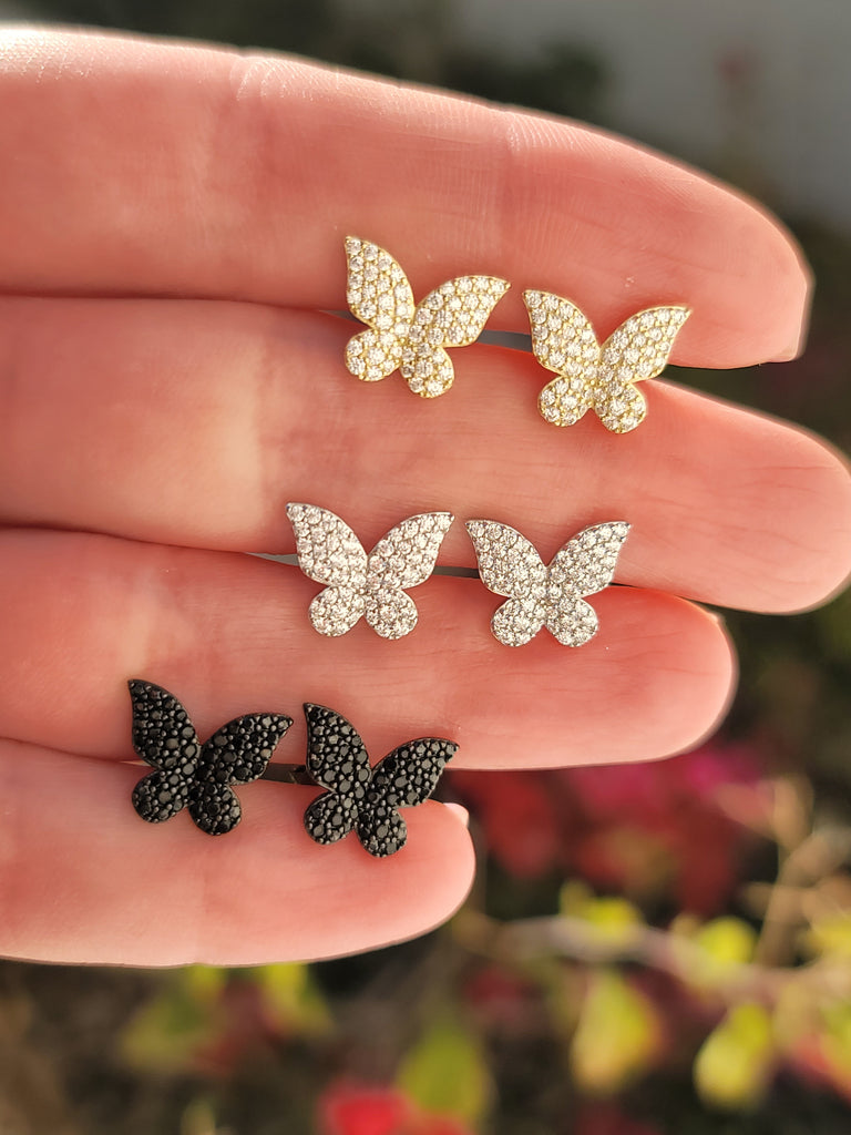 .925 Sterling silver and CZ butterfly earrings