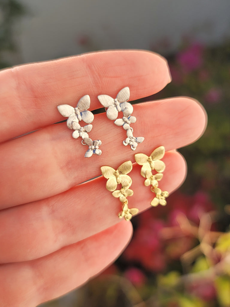 .925 Sterling silver and CZ butterfly earrings
