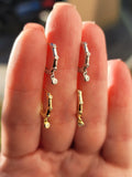 .925 Sterling silver and CZ dangling hoop earrings