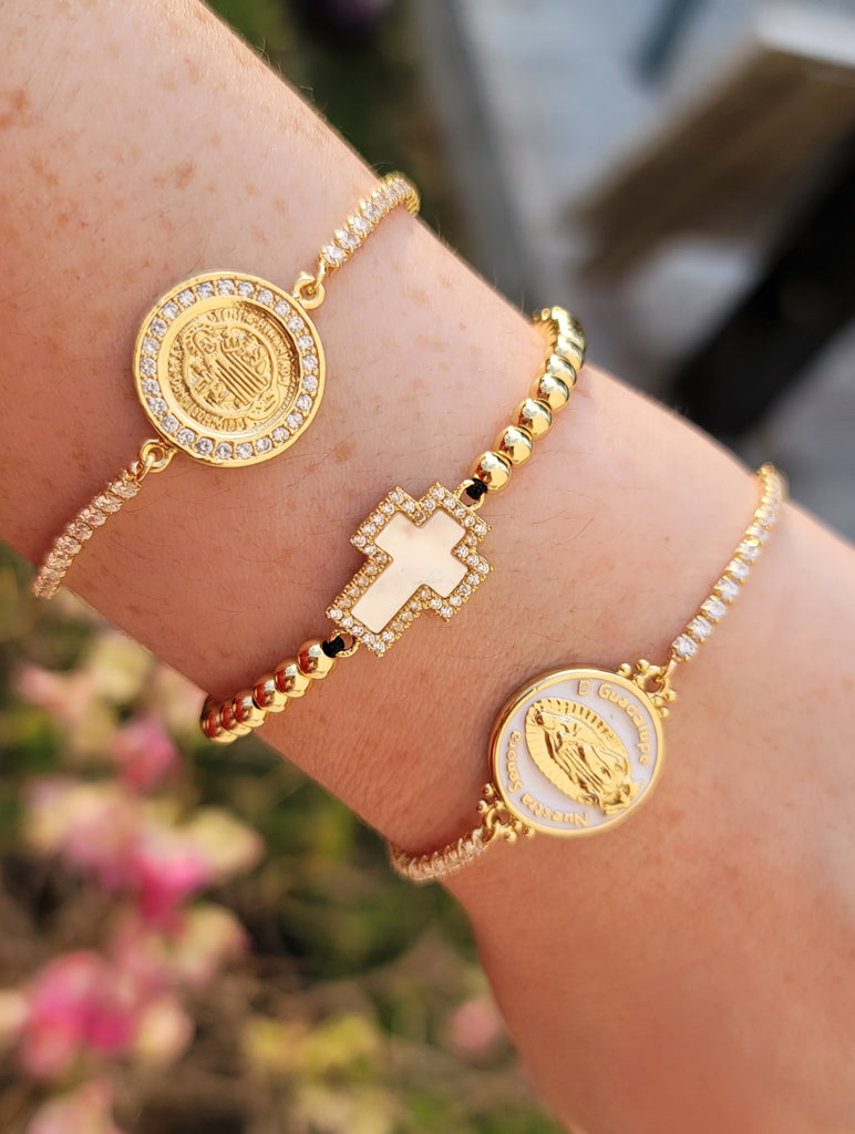18k gold plated and CZ religious bracelet