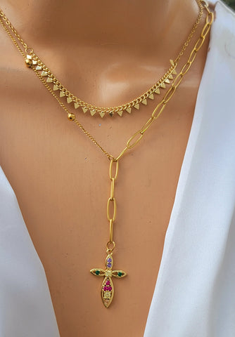 Stainless steel cross necklace set