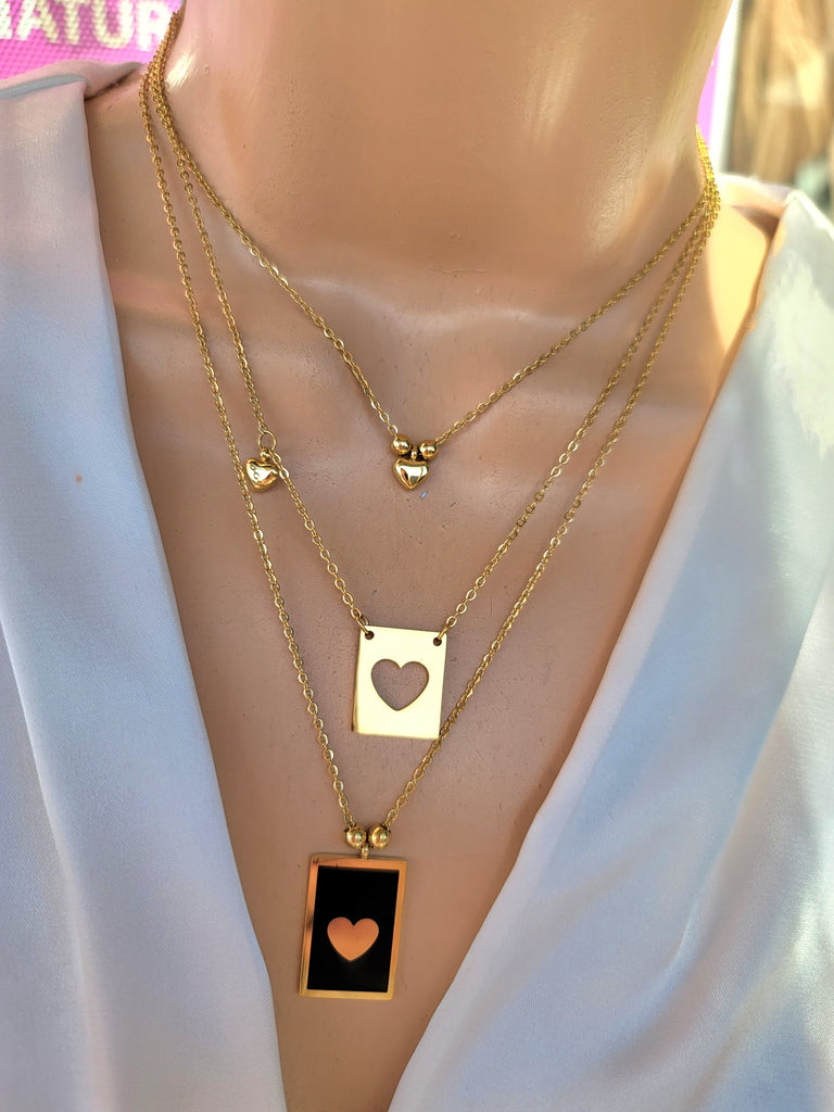 Stainless steel heart necklace set