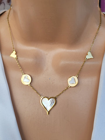 Stainless seel heart necklace set