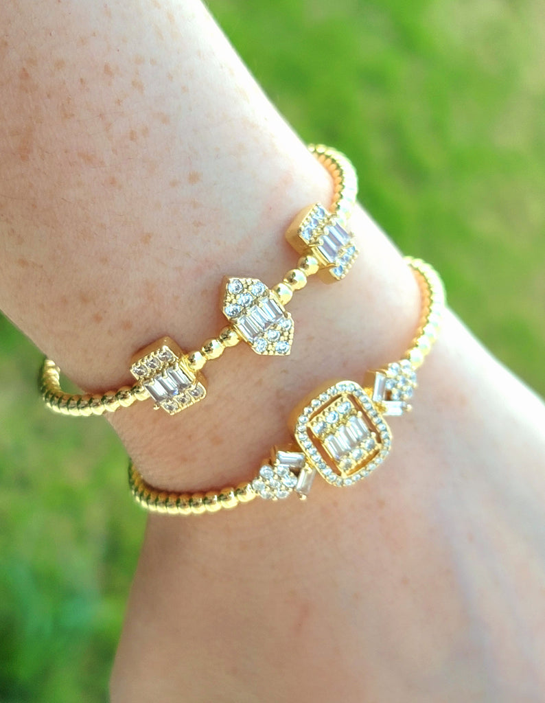 18k real gold plated cz bangle bracelets