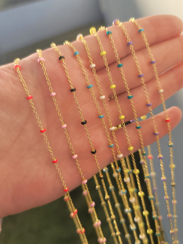 18k gold plated color beaded necklaces
