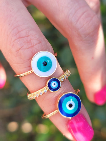 18k real gold plated evil eye rings