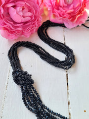 Fashion crystals and seed beads 36in. long necklace