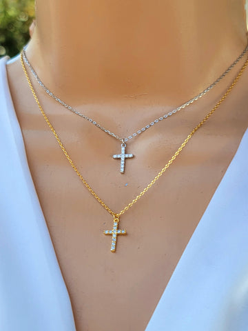 .925 sterling silver cz cross necklaces