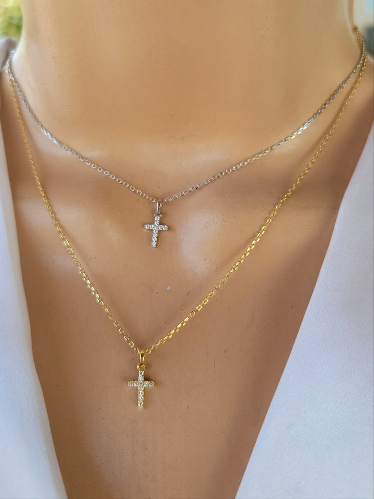 .925 sterling silver dainty cross necklaces