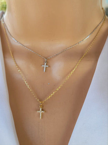 .925 sterling silver dainty cross necklaces