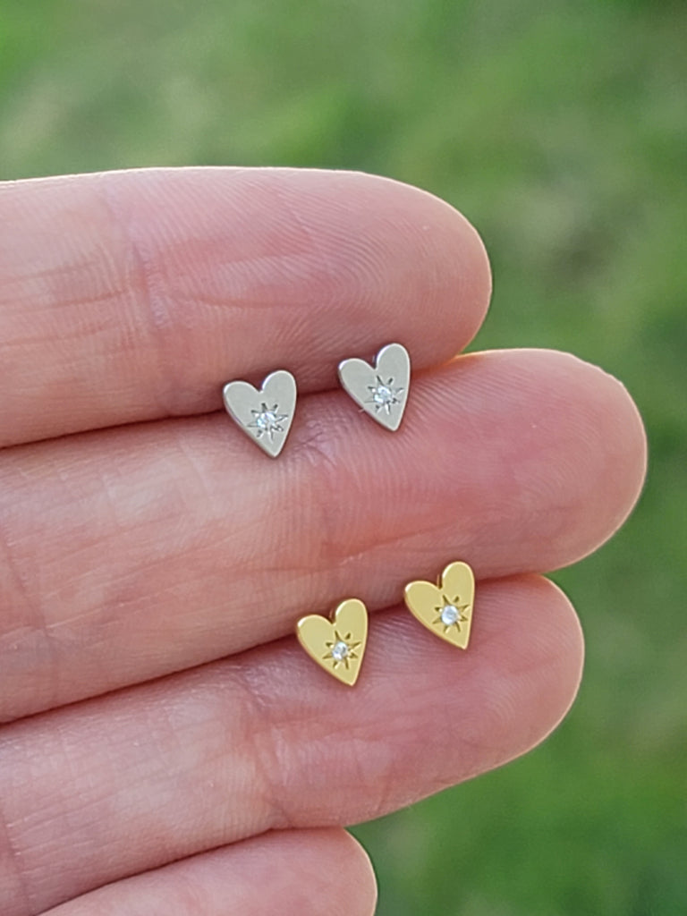 .925 sterling silver heart stud earrings