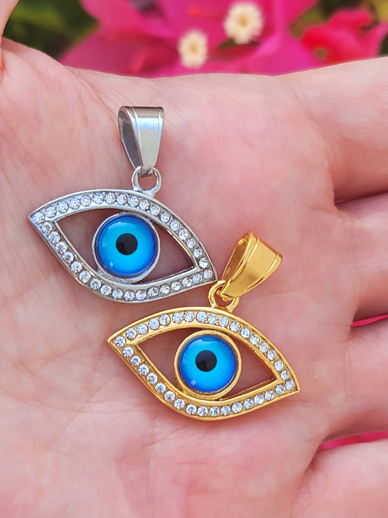 Stainless steel evil eye pendants