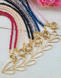 18k gold plated crystal and clasp with dangling heart necklaces