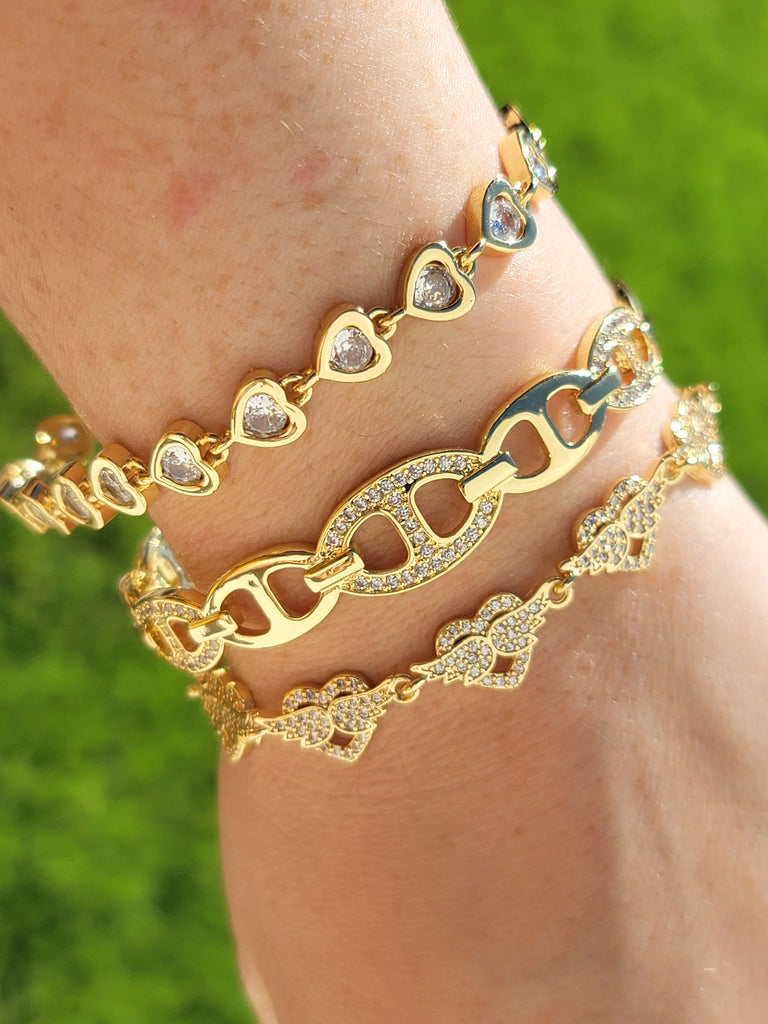 18k real gold plated cz bracelets