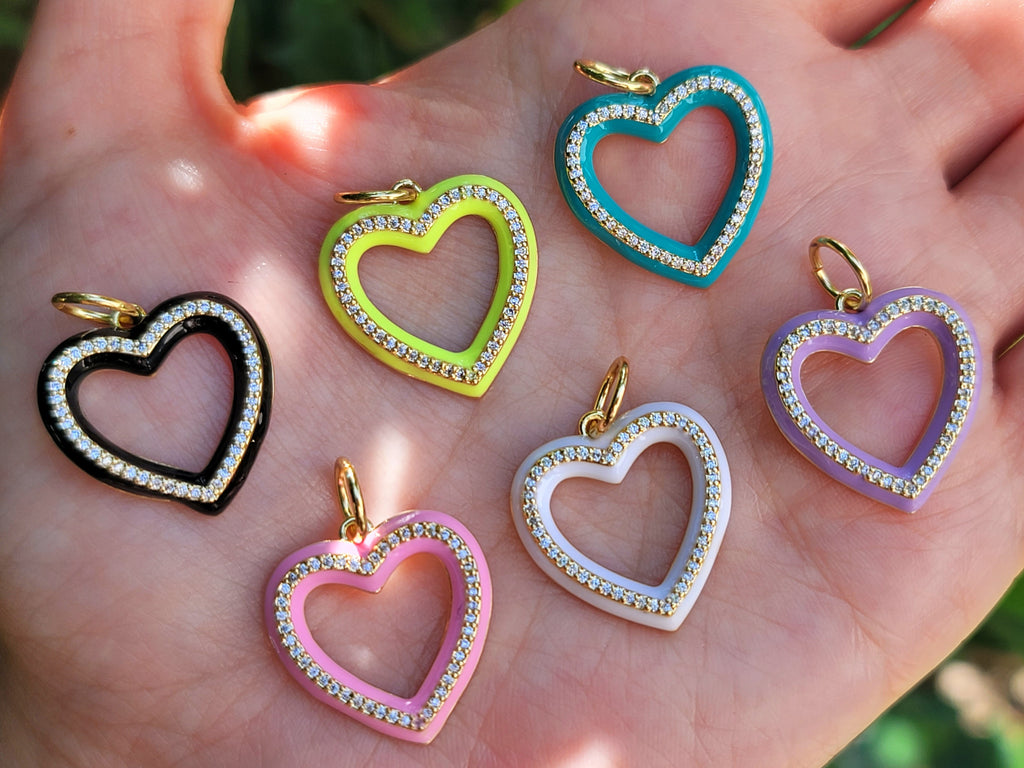 18k real gold plated open heart pendants