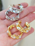 18k real gold plated pearl hoop earrings