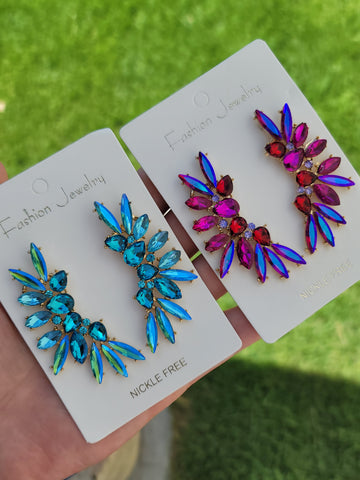 Fashion crystal leave earrings