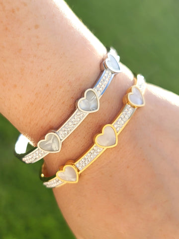 Stainless steel heart bangle bracelets