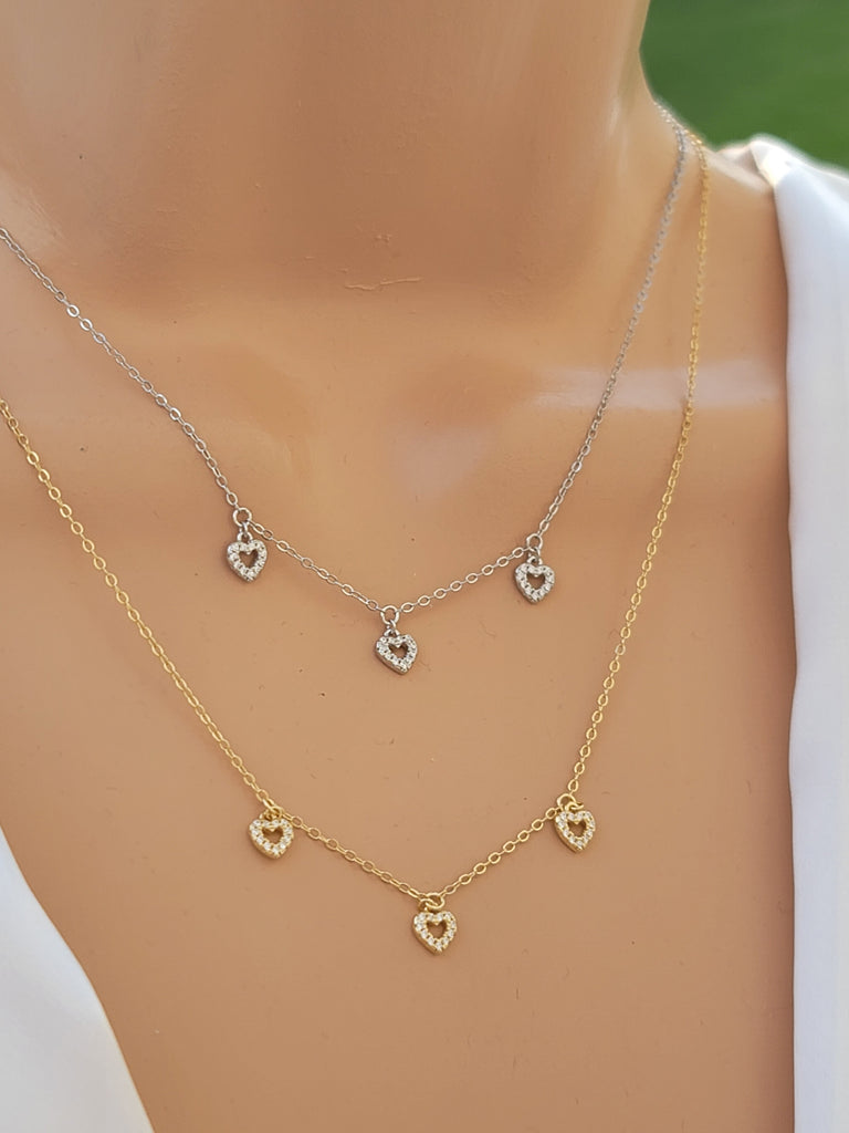 .925 sterling silver open heart necklaces