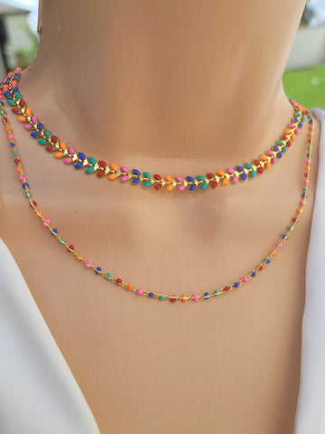 18k real gold plated multicolor necklaces