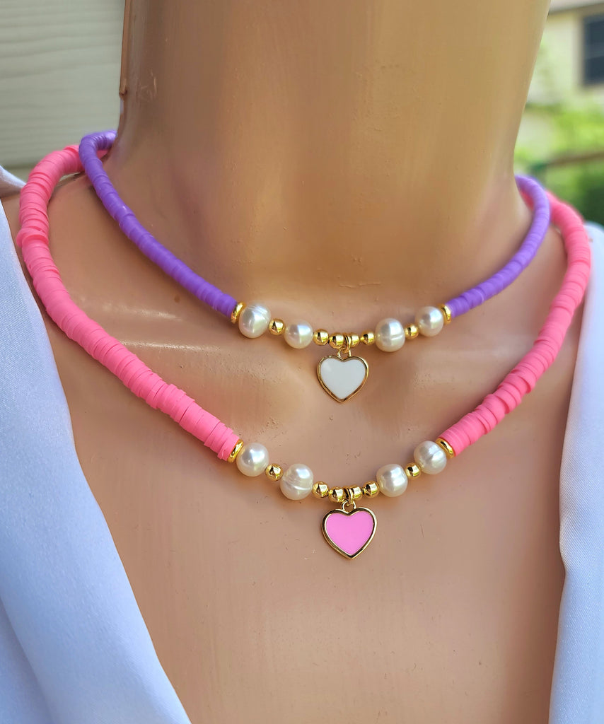 18k real gold plated heart and rubber necklaces
