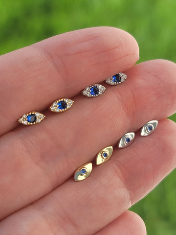 .925 sterling silver evil eye stud earrings