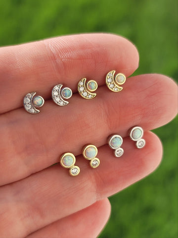 .925 sterling silver cz and opal earrings