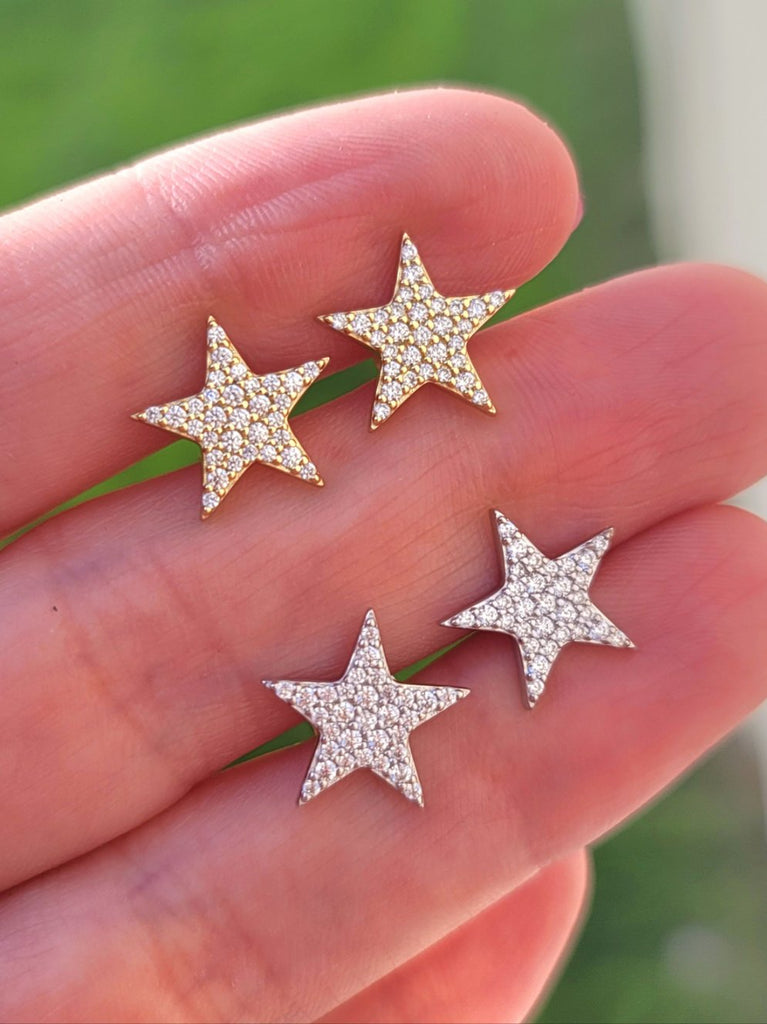 .925 sterling silver cz star earrings