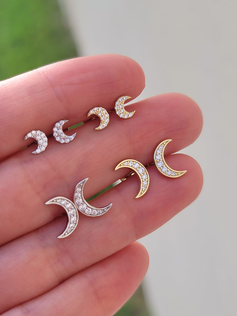 .925 sterling silver moon earrings