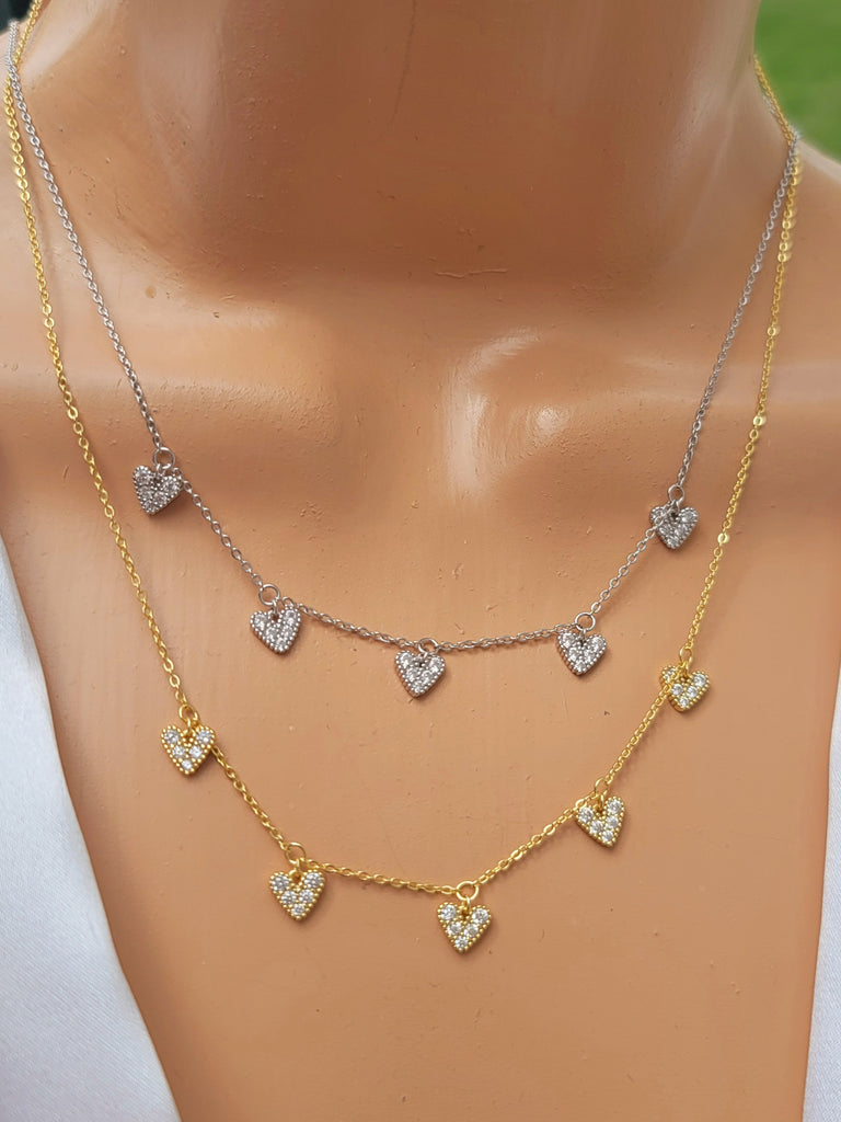 .925 sterling silver cz heart necklaces