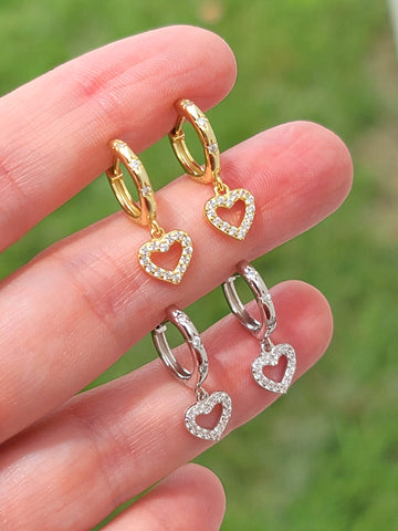 .925 sterling silver heart hoop earrings