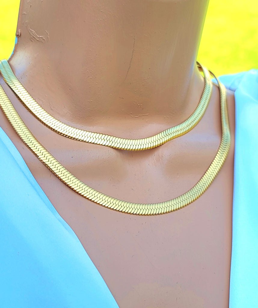 Stainless steel 16in & 18in herringbone minimalist necklace