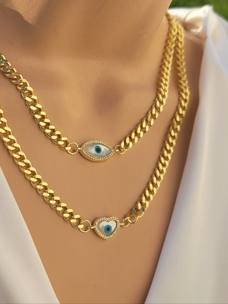 18k real gold plated chain style evil eye necklaces