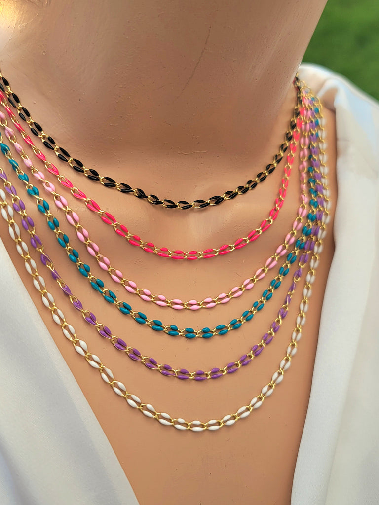 18k real gold plated color beaded necklaces