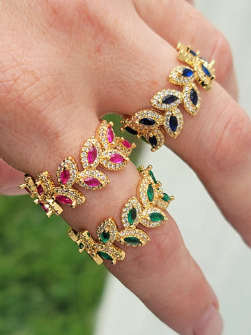 18k real gold plated leaf rings