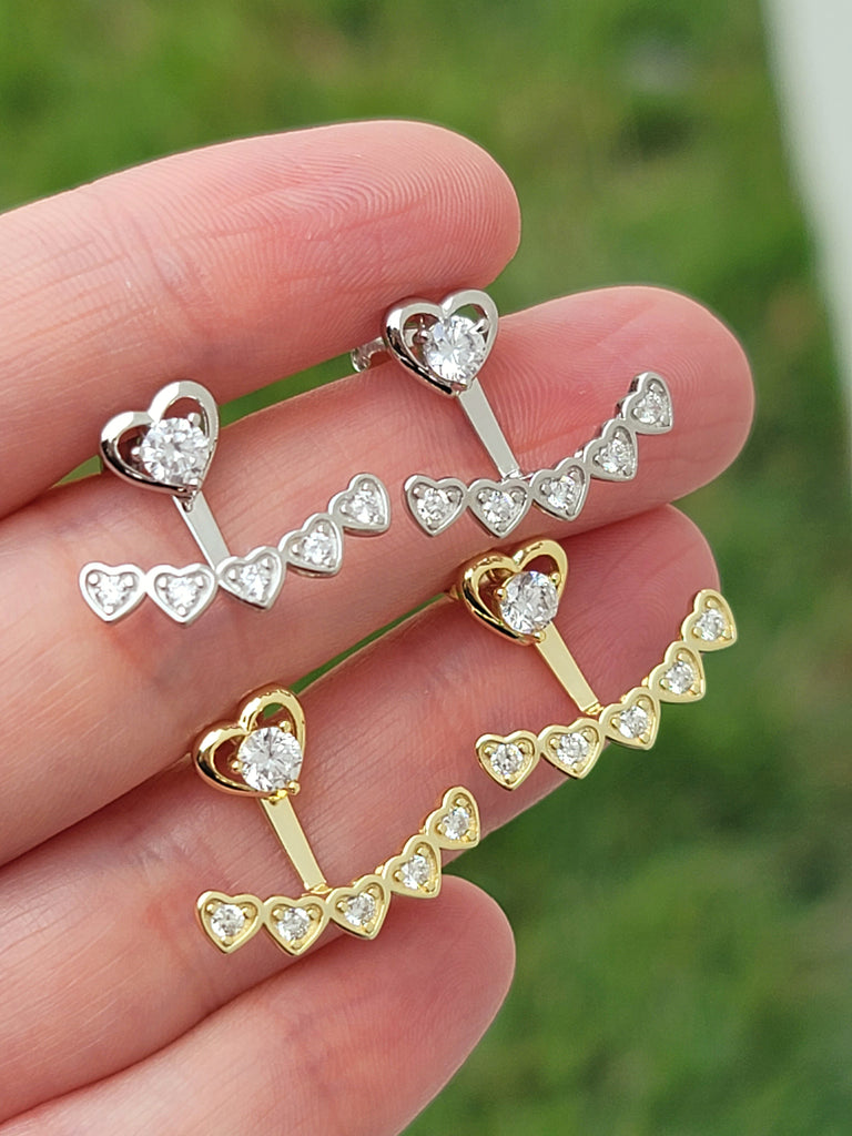 .925 sterling silver and CZ heart earrings