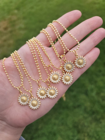18k gold plated sunflower necklace