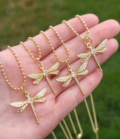 18k gold plated dragonfly necklace