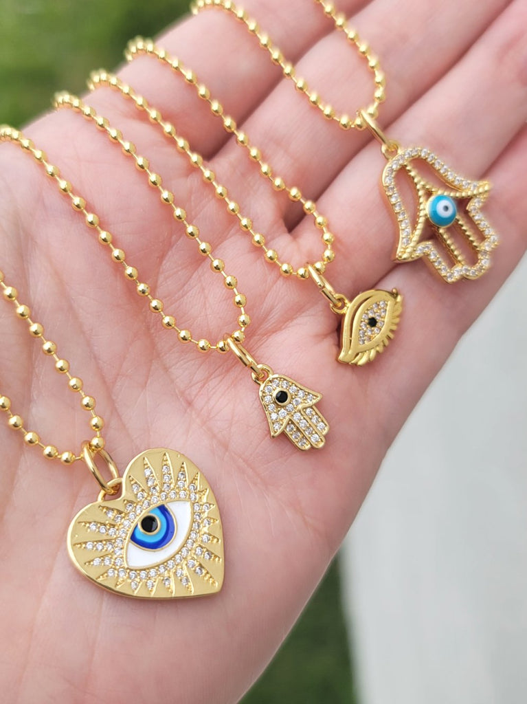 18k real gold plated evil eye necklaces