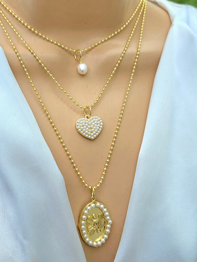 18k real gold plated pearl necklaces