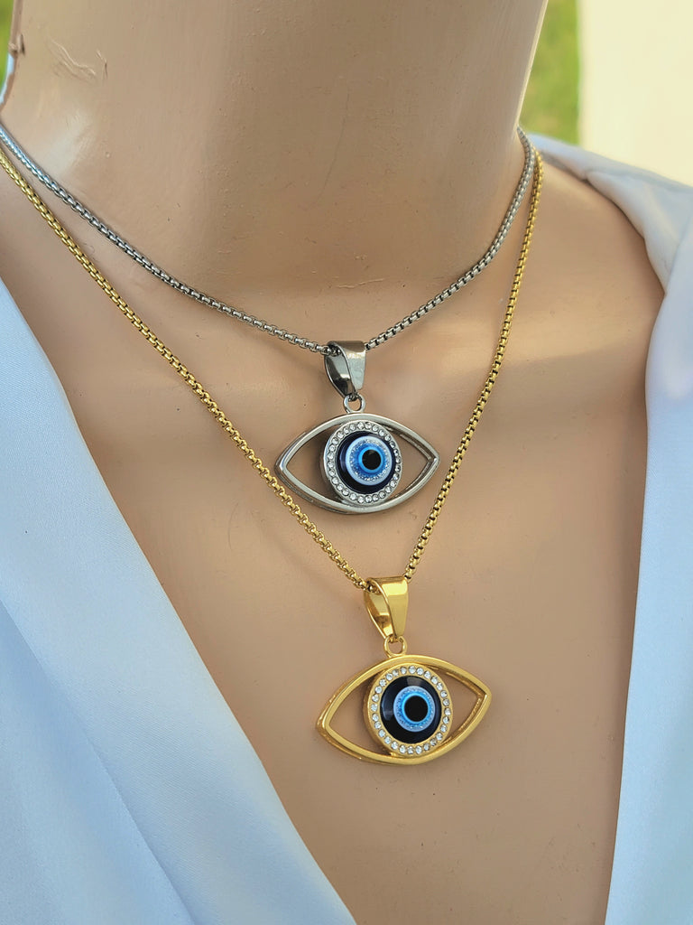 Stainless steel evil eye necklaces