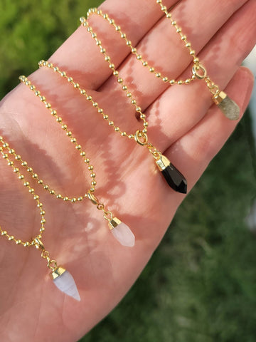 18k gold plated quartz pendant necklace