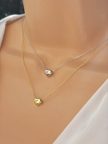 .925 sterling silver 3d heart necklaces