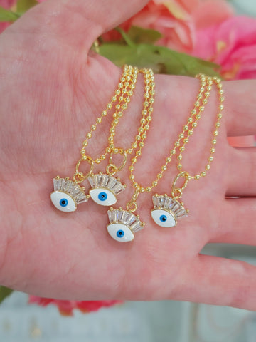 18k real gold plated cz evil eye necklaces