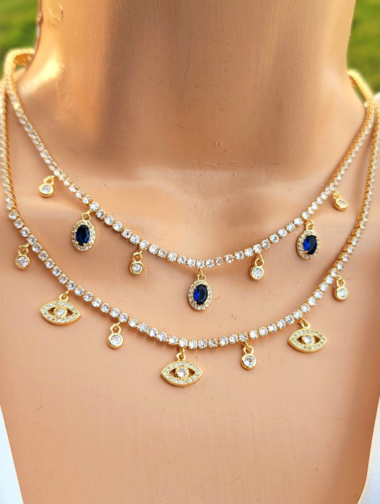 18k real gold plated cz necklaces